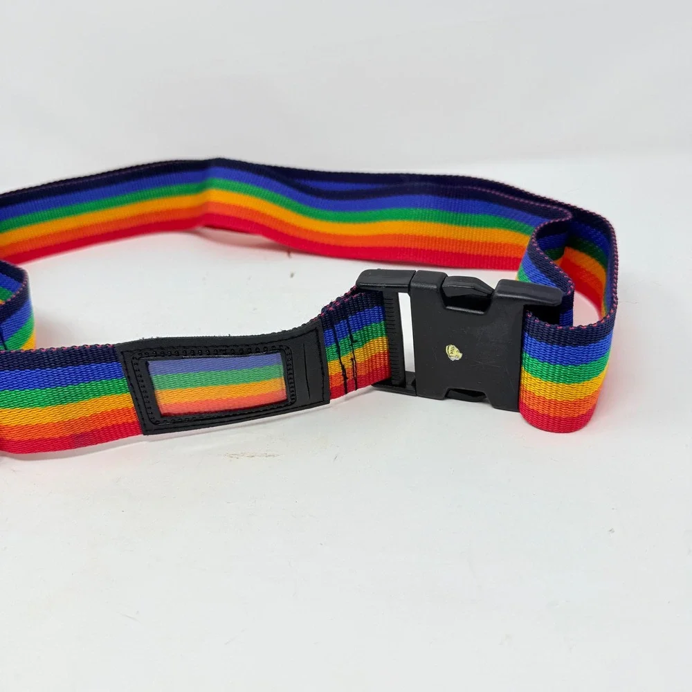 Rainbow Luggage Strap Suitcase Belt Adjustable Travel Accessory w/ID Tag Holder‎